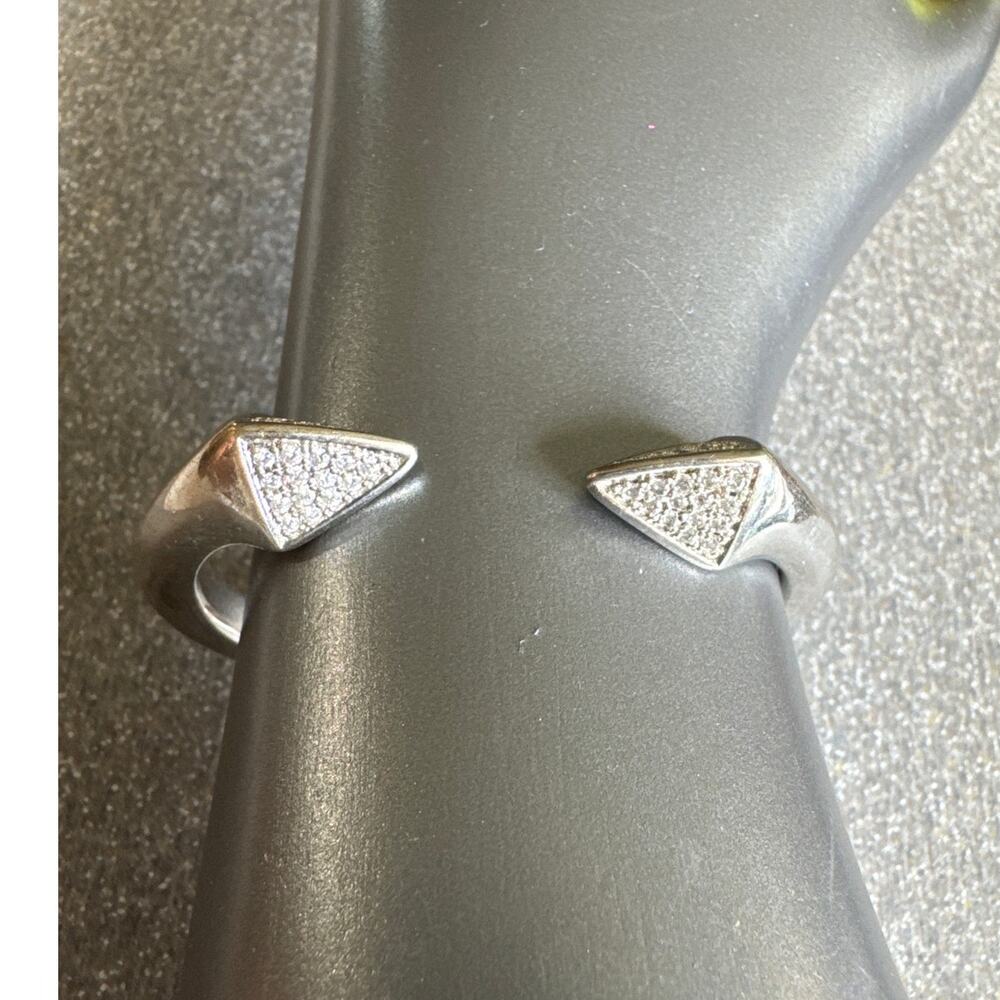 MM Hinged Cuff, Triangular Rhinestone SilverTone Bracelet